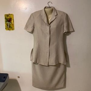 MaxMara Vintage Safari Style Linen Skirt Suit, Size 8, new with tags